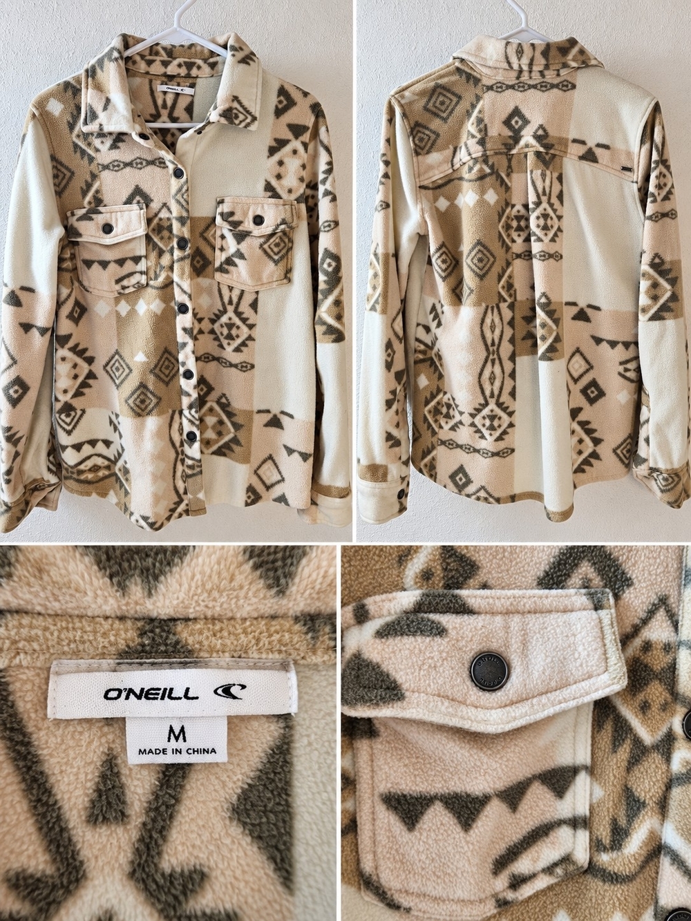 Women's patterned button-up fleece jacket